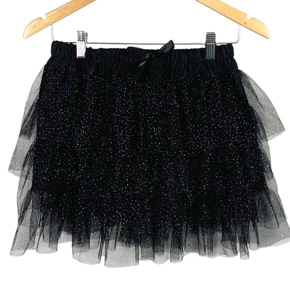HOT TOPIC One Size Black Tulle Skirt With Layers and Silver Sparkle - Picture 1 of 6